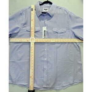 Mohez Men's XXL Purple Solid Short Sleeve Button-Up Point Collar Shirt Pockets